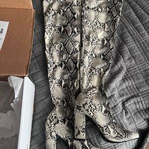 Venus Knee High snake skin boots